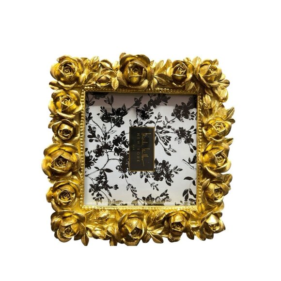 Nicole Miller NY Frame 4 x 4 Mini Roses Photo Gold Detailed Romantic Photograph - Picture 2 of 8